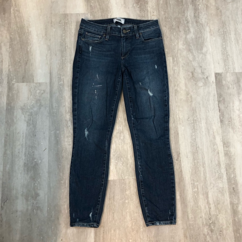 Paige verdugo distressed cropped skinny jeans